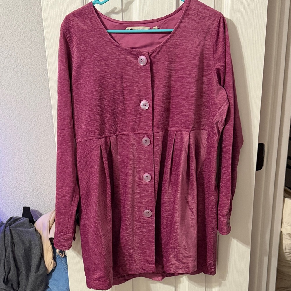 Soft surroundings Pink Button-Up Long Sleeve Top